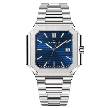 Thin watch with blue dial